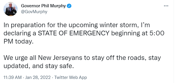State of Emergency Tweet 