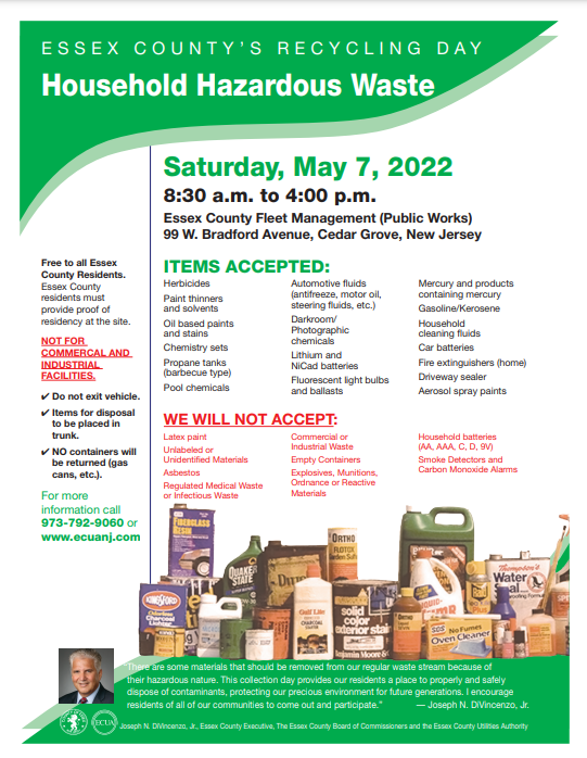 Essex County to Hold Household Hazardous Waste Collection Day