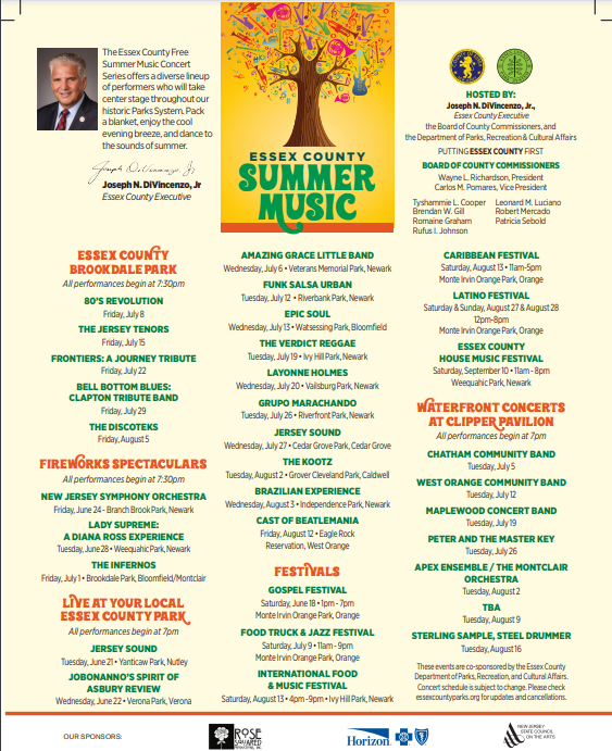 2022 Essex County Summer Music Concert Series to Take Center Stage in