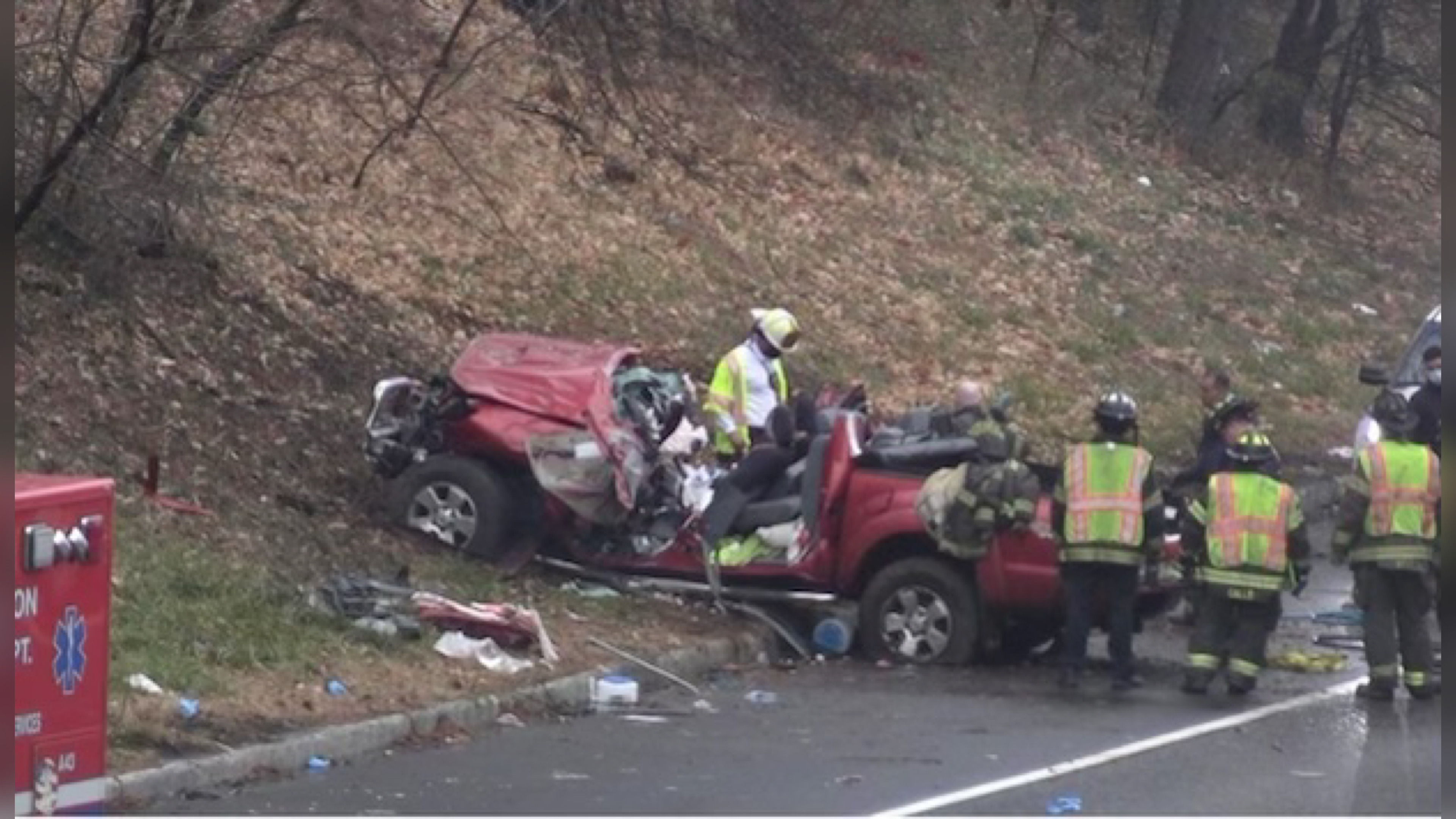 Firefighters Arrive at I-80 Crash