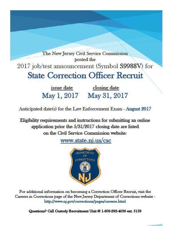 New Jersey State Corrections Department Announces