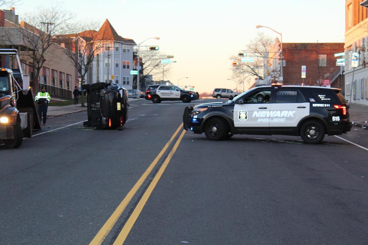 Driver Runs from the Scene of Overturn Car Crash in Newark