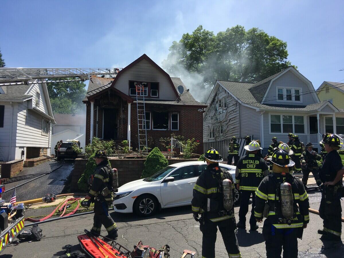 DEVELOPING UNION NJ TwoAlarm Fire Destroys House in Union