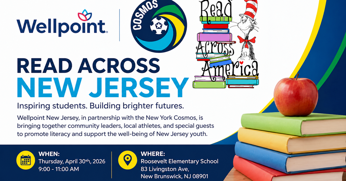 Wellpoint, New York Cosmos to Host ‘Read Across New Jersey’ Event in New Brunswick