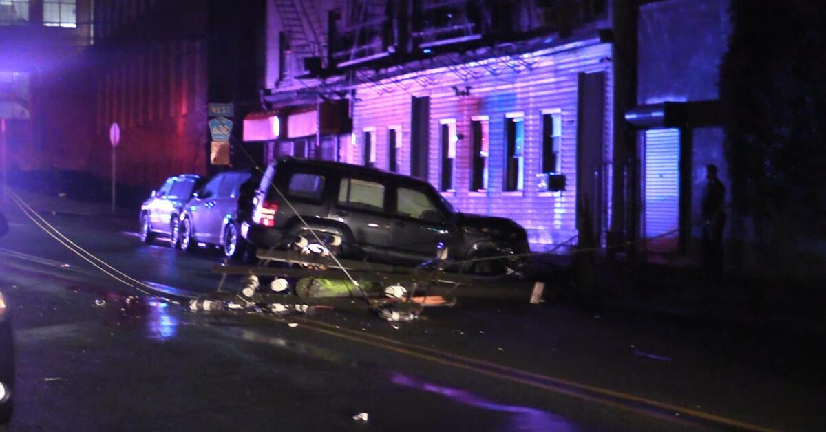DEVELOPING PATERSON NJ Car Crashes into Pole in Paterson; Hundreds