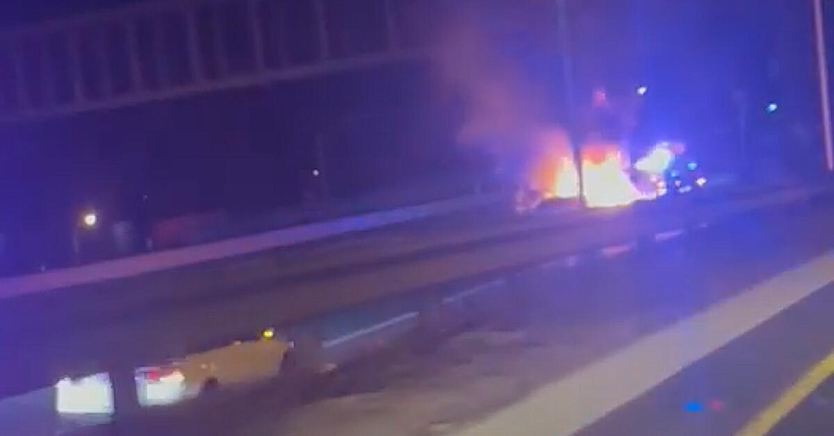 Car Bursts Into Flames After Garden State Parkway ThreeVehicle Crash