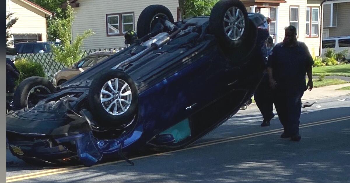 Crash Causes Car to Flip Over in Irvington Township