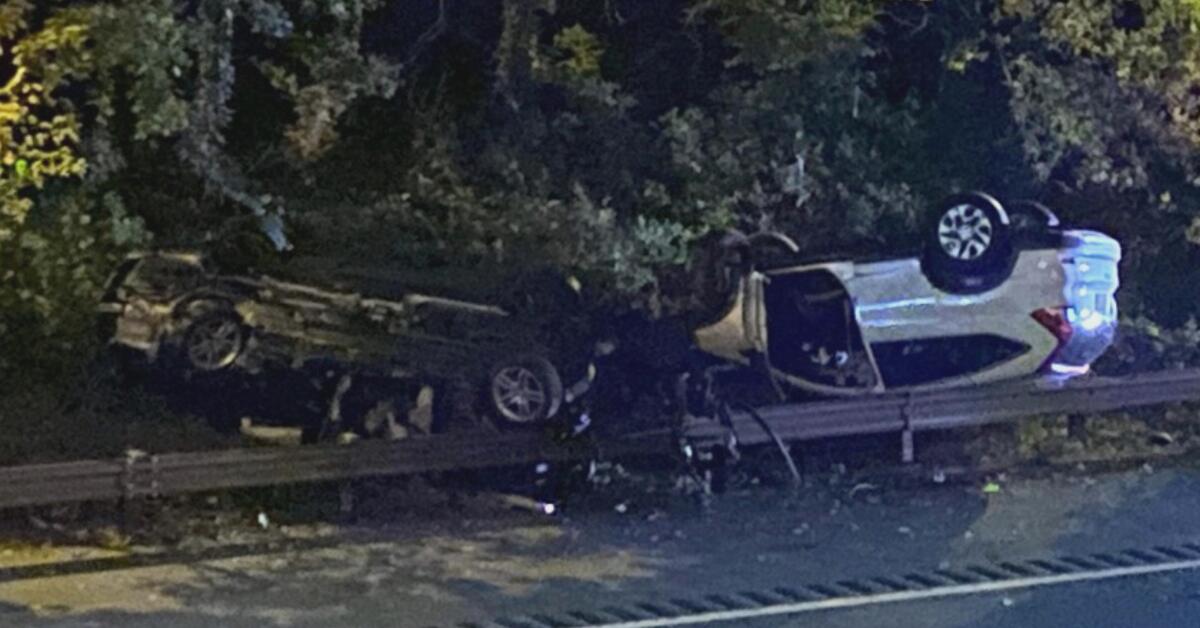 Cars Flip Over Guardrail After Crashing on Garden State Parkway in East ...