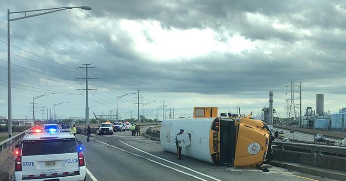 BREAKING ELIZABETH NJ: School Bus Crashes Then Overturns in Elizabeth