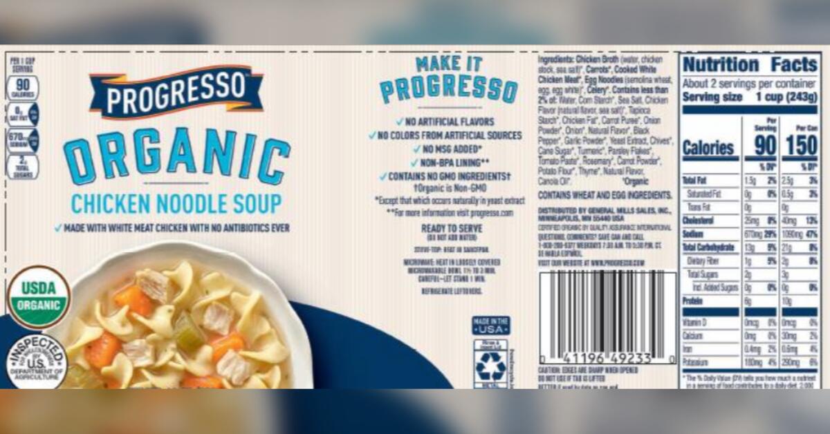 Company Recalls 15K Cans of Progresso Soup