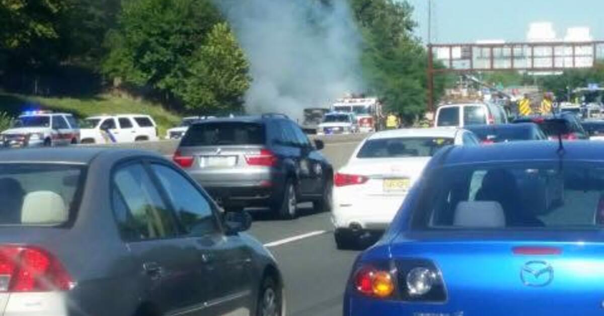 Update: Fire Engulfs School Bus on Garden State Parkway in Union
