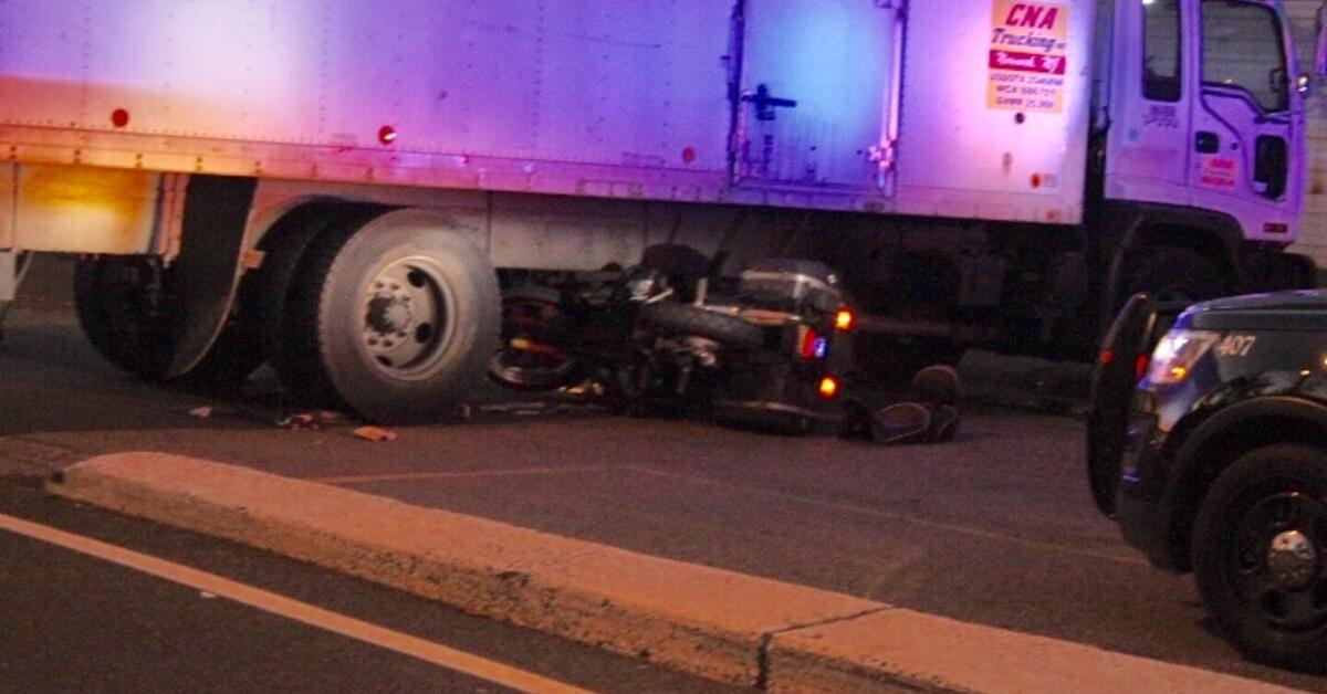 BREAKING HARRISON NJ Motorcyclist Injured after Collision with Truck