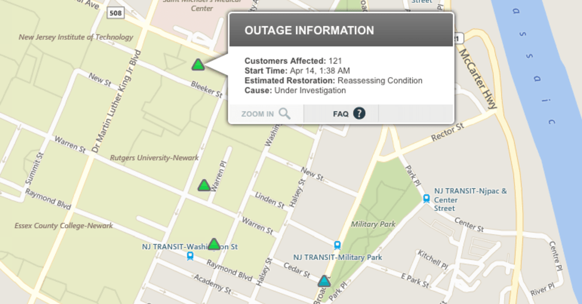 DEVELOPING NEWARK NJ: Power Outage Affects Hospital, Neighborhood in Newark