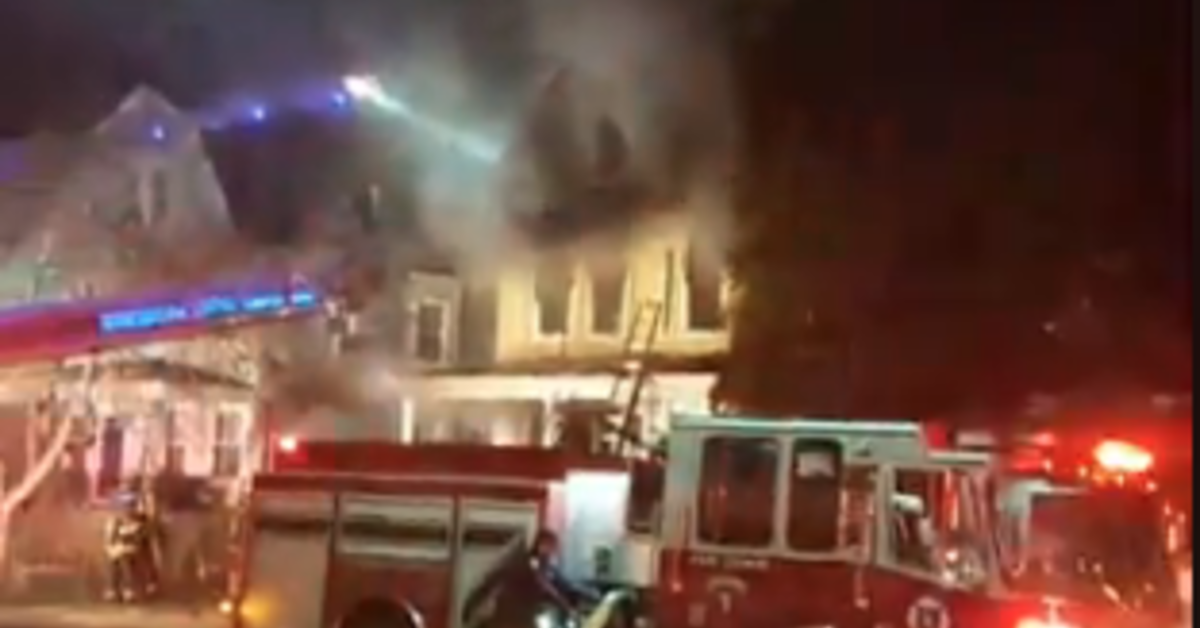 DEVELOPING EAST ORANGE NJ Firefighters Battle Stubborn TwoAlarm House