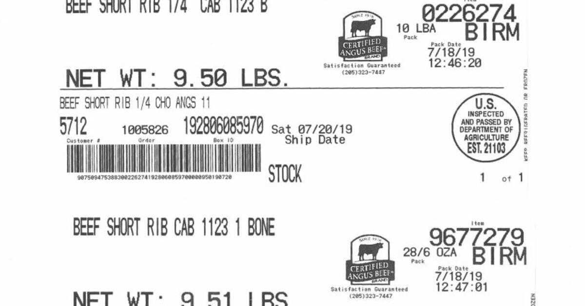 700 Pounds of Raw Beef, Pork Recalled from US Foods Company Due to