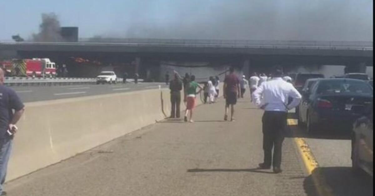 Update Fully Engulfed Dump Truck Closes NJ Turnpike in Linden